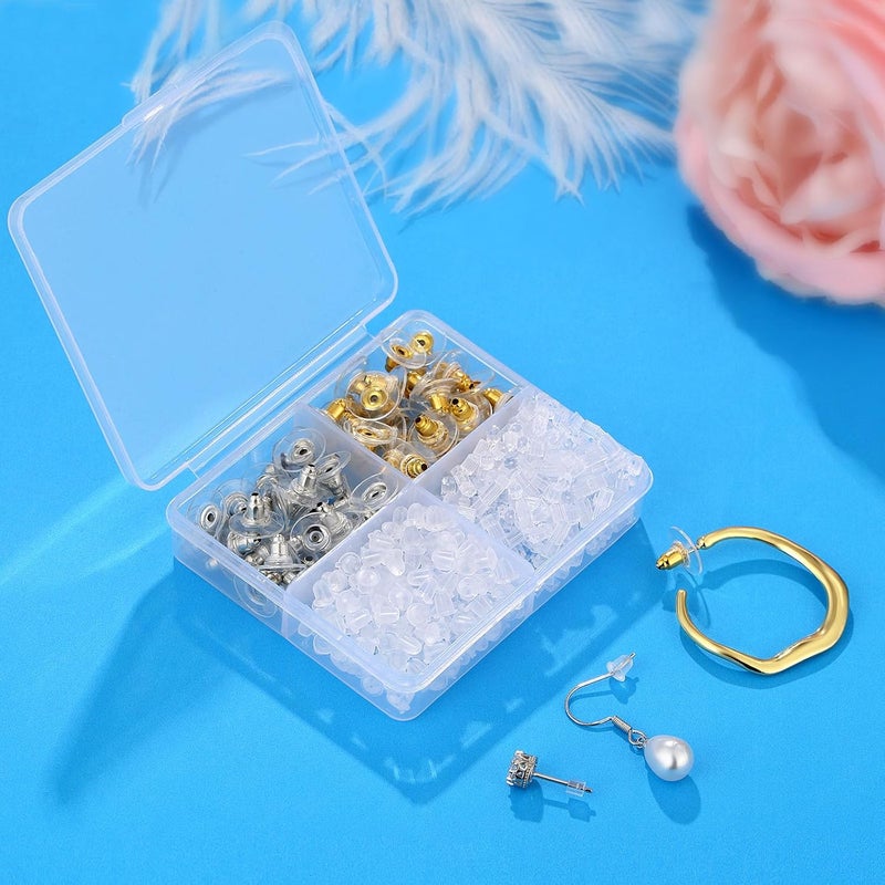 Formulen Earring Backs 4 Styles, Hypoallergenic Metal Earring Backs, Bullet Shape Safety Backing Replacements for Studs Hoops - Image 4